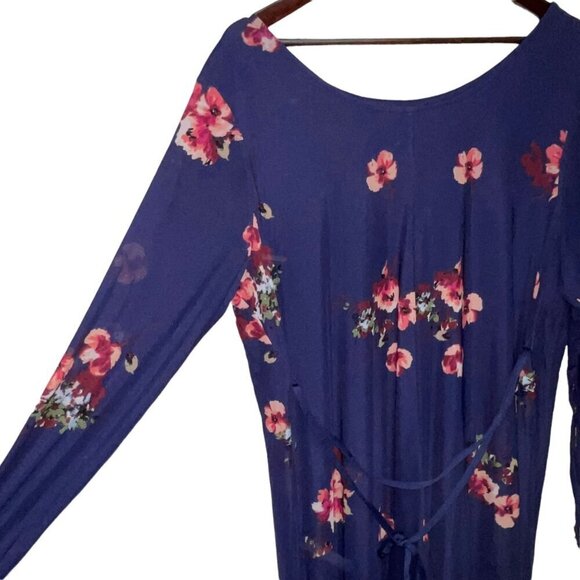 Isabel Maternity Blue Floral Rayon Dress Long Sleeve Size XXL - Picture 3 of 8